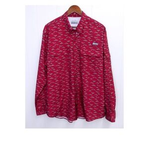 Ocean Coast Men's Button Down Shirt Burgundy Mountain Print Lg / #1056‎